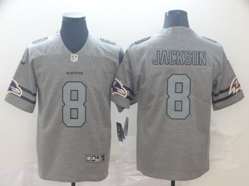 Men Baltimore Ravens #8 Jackson Grey Retro Nike NFL Jerseys->new orleans saints->NFL Jersey
